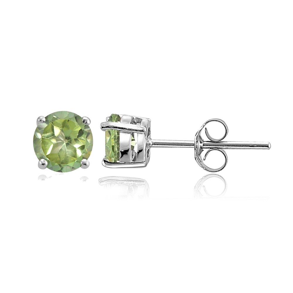 Sterling Silver Kiwi Topaz Stud Earrings, 6mm