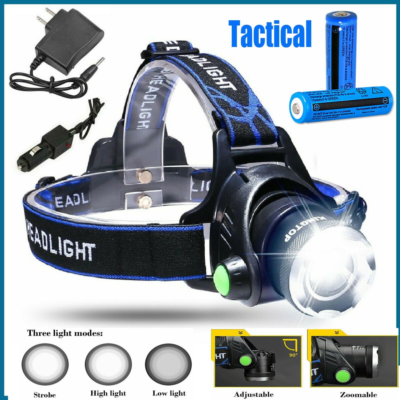 990000LM Super Bright LED Headlamp Rechargeable Headlight Flashlight Head Torch