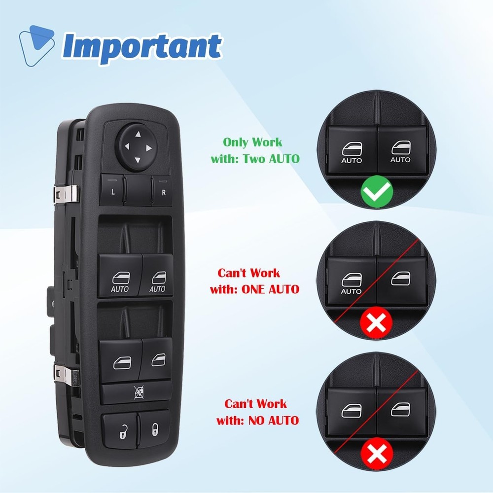 Power Window Switch Main Control Button Compatible with 2016-2018 Ram 1500 2500
