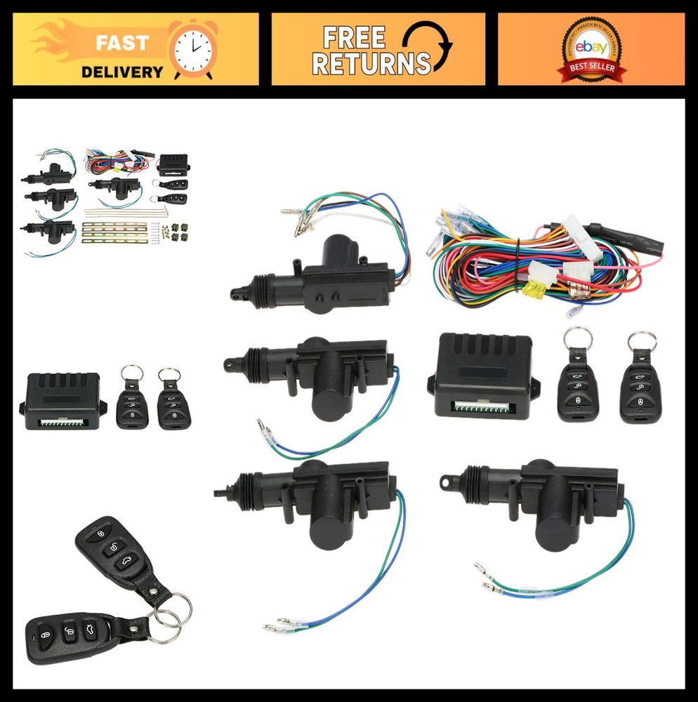 Universal Keyless Entry System Kit - 4PCS 12V Door Lock Actuator, Remote Central