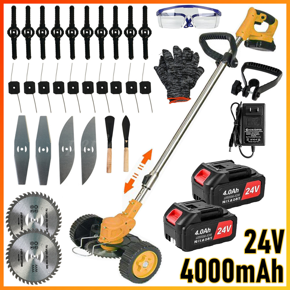 Electric Cordless Grass String Trimmer Lawn Edger Weed Eater Wacker w/ 2 Battery