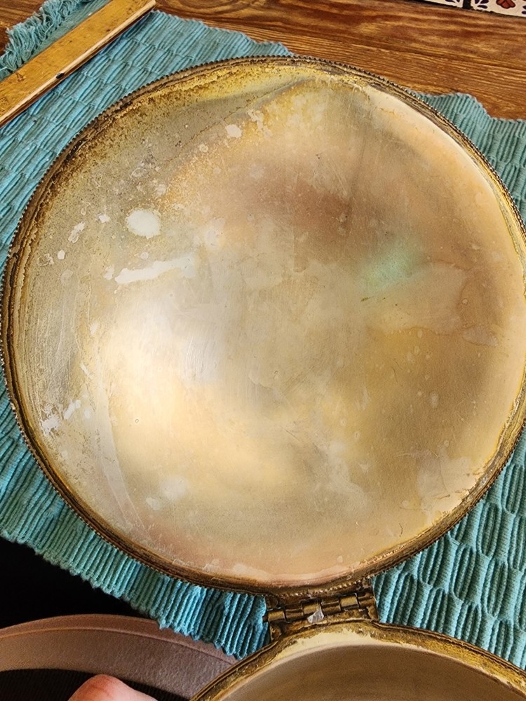 Vintage Silver on Copper Bed Warmer Silent Butler Crumb Catch WoodHandle Serpent