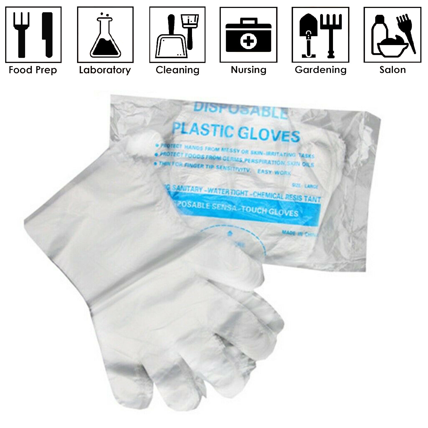 200/500/1000 Plastic Gloves Disposable Premium Polythene Catering Food Mechanics