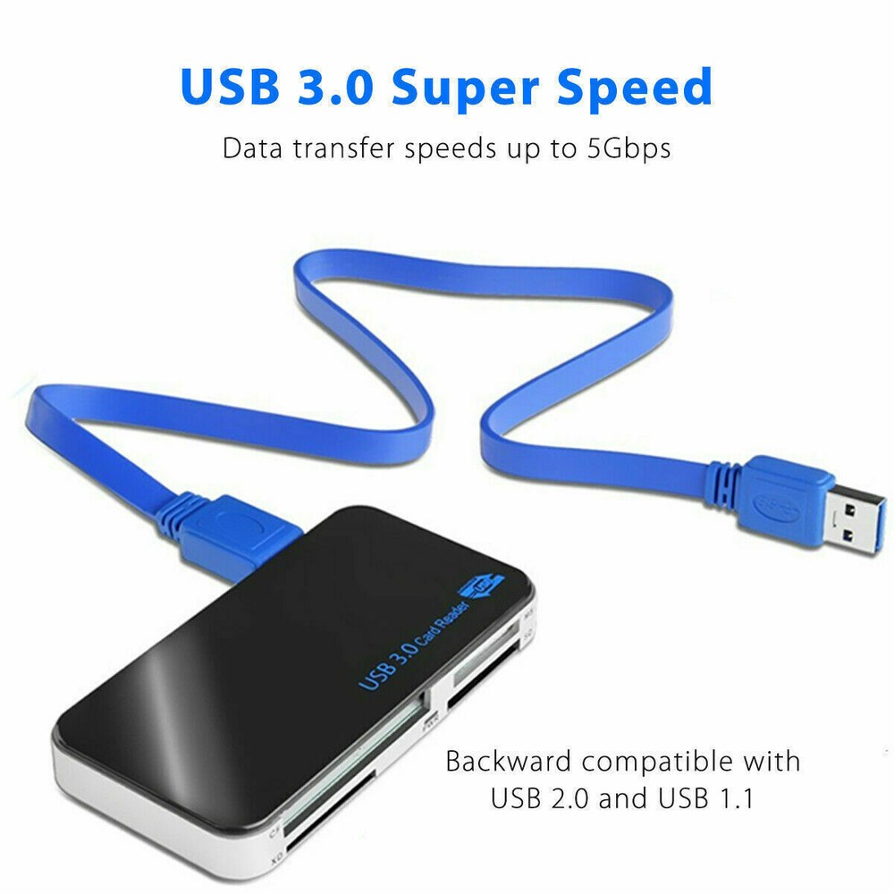 USB 3.0 Memory Card Reader 5Gbps Adapter fit for TF/CF/SD/Micro SD/XD/M2/MS Card