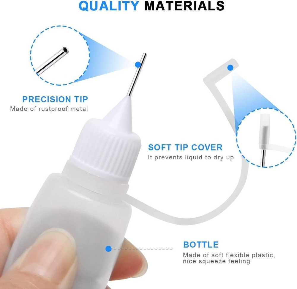 Adecco Precision Tip Applicator Bottle, Glue Bottles, 50 PCS White