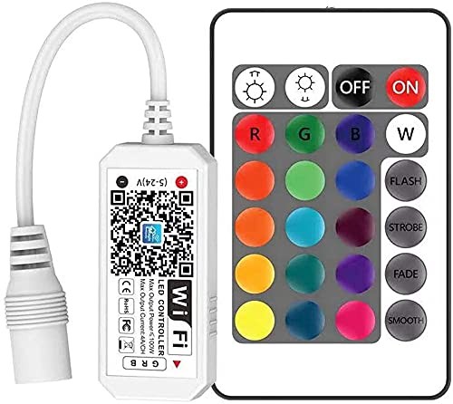Smart LED WiFi Controller, Updated Wireless 24 Keys RF Remote Control for GRB...