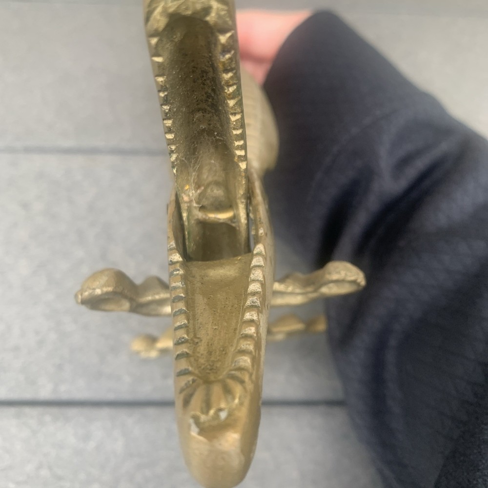 Vintage Brass Alligator / Crocodile Nutcracker 10"
