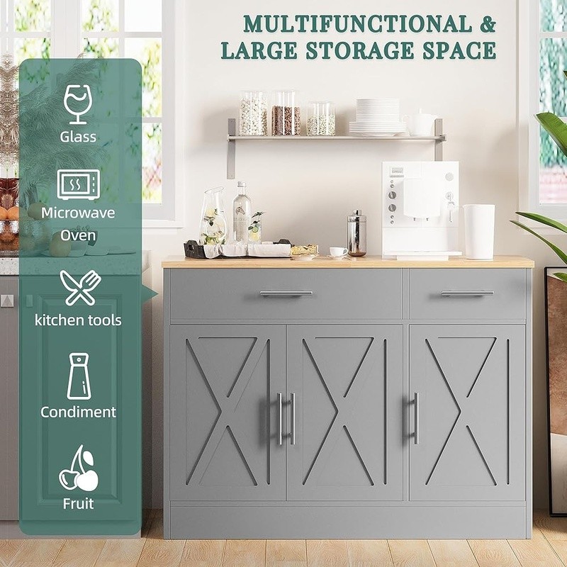 Large Storage Sideboard W/ Adjustable Shelf Buffet Cabinet Kitchen Dining Room