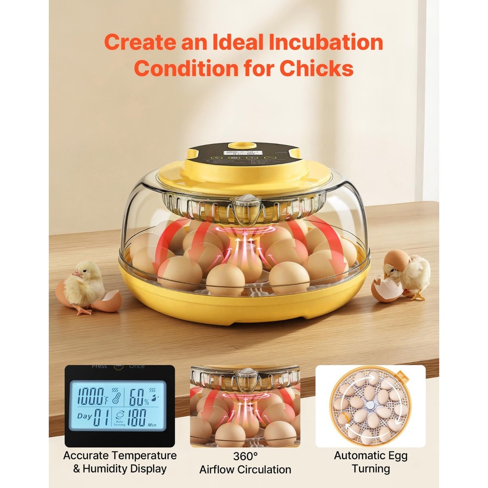 Auto Egg Incubator with Turner, Candler & Climate Control