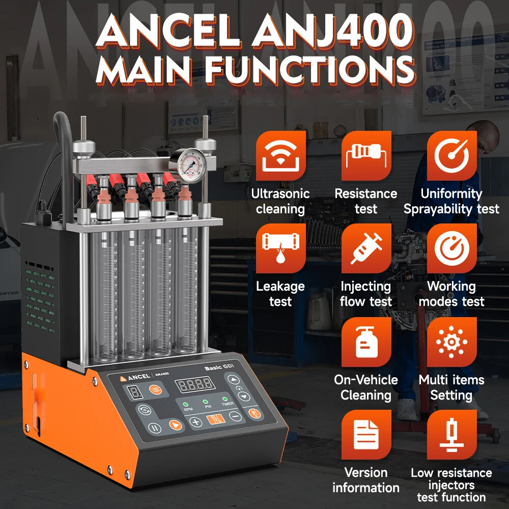 ANCEL Fuel Injector Cleaner Tester Low Resistance Injector Test Function ANJ400