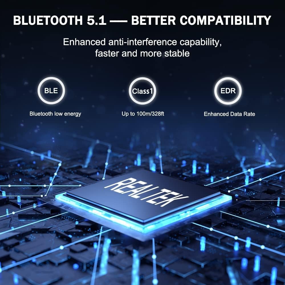 USB Bluetooth 5.1 Adapter for Desktop PC: Long Range 300FT Wireless Dongle wi...