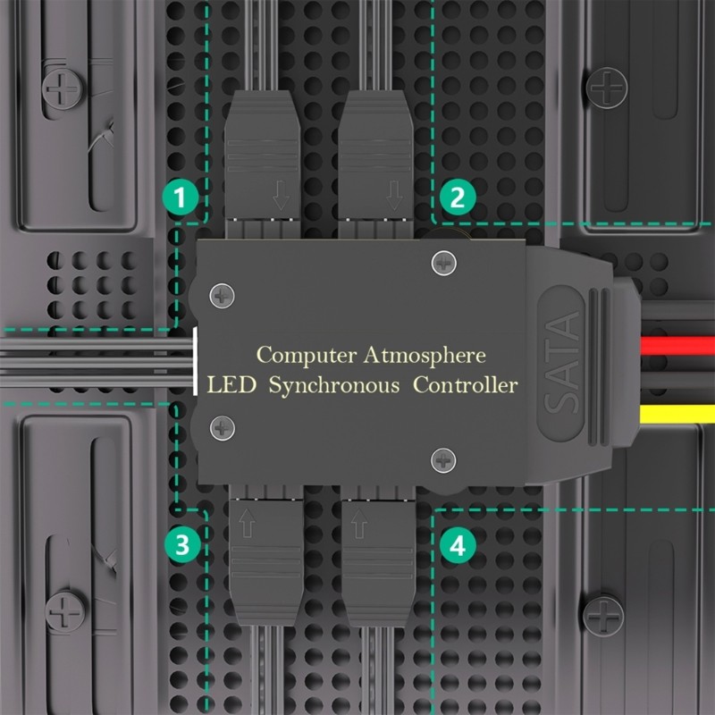 4 Port 5V ARGB Fan LED Sync Control with USB2.0 9Pin Cable Light