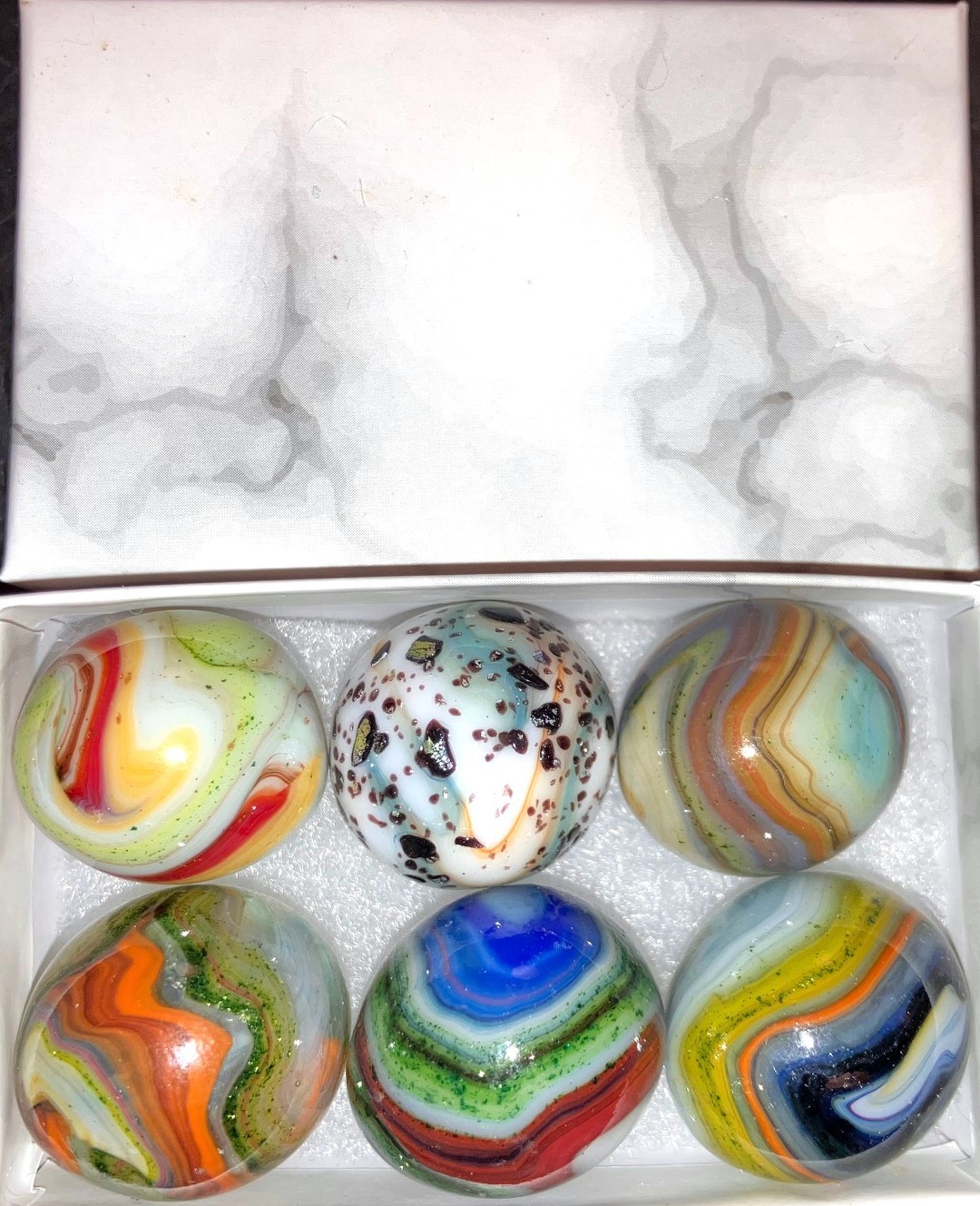 6 Jabo & D.A.S. Easter Eggs Marble Ingots Box Set Egg Marbles Guinea Aventurine