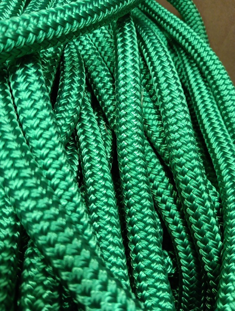 9/16 x 100 ft. Double Braid-Yacht Braid Polyester Rope. Bright Green