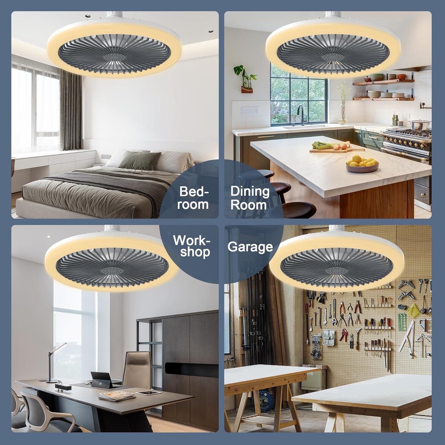 Socket Ceiling Fan Cool Light E26/E27 Base, Ceiling Fans with Light Cordless