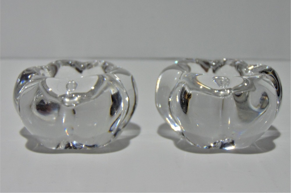 Two Clear Glass Oval Salt Cellars