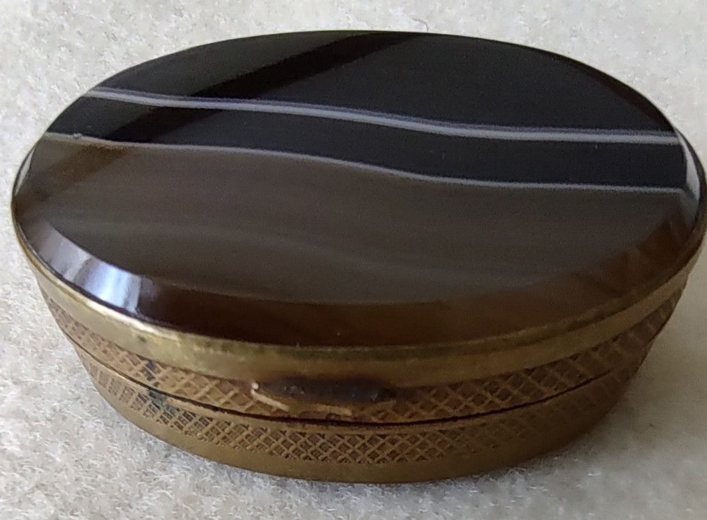 Oval Double Sided Agate Stone Snuff Box