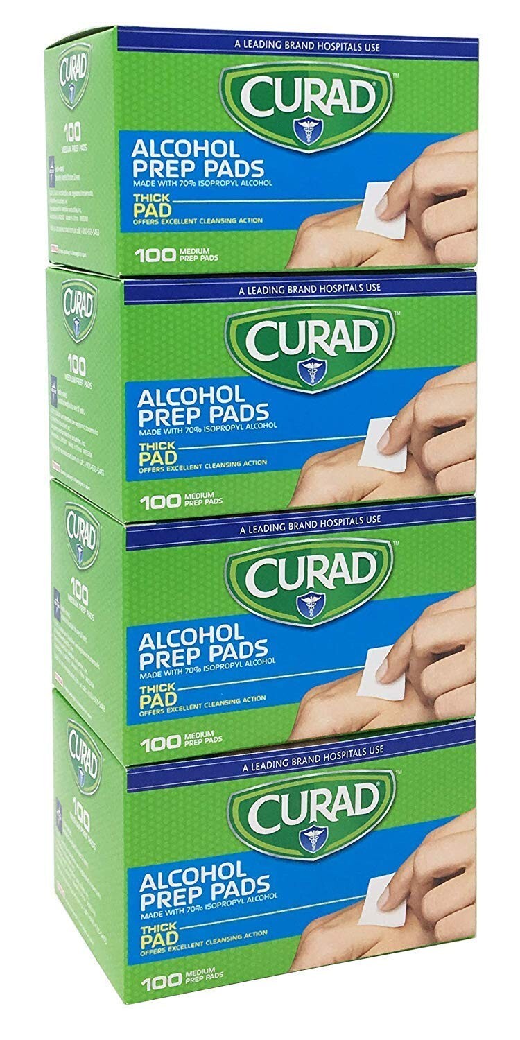 CURAD Alcohol Prep Pads, Medium Isopropyl Alcohol Wipes Individually Wrapped,New