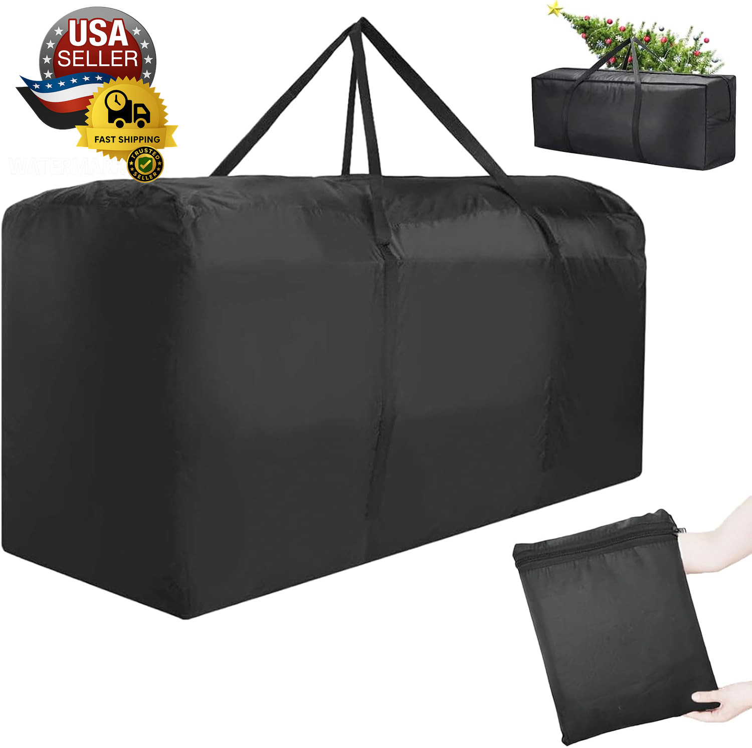 Outdoor Cushion Storage Bag, Waterproof Extra-Large Black Outdoor Patio Cushion