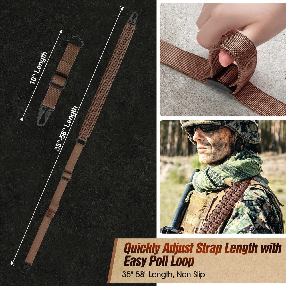 2 Point QD Sling, Two-Point Paracord Sling with Quick-Adjust Length Strap for...