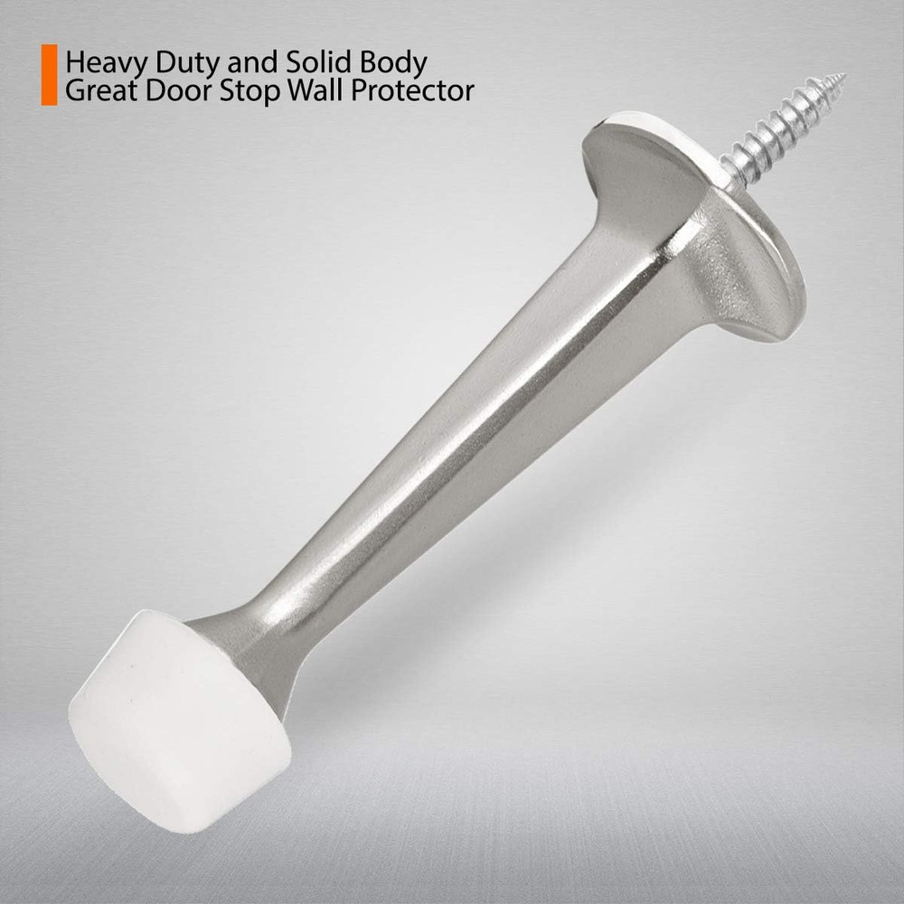 6 Pack Solid Rigid Door Stops - Heavy Duty Door Stoppers Wall Protector with Sof