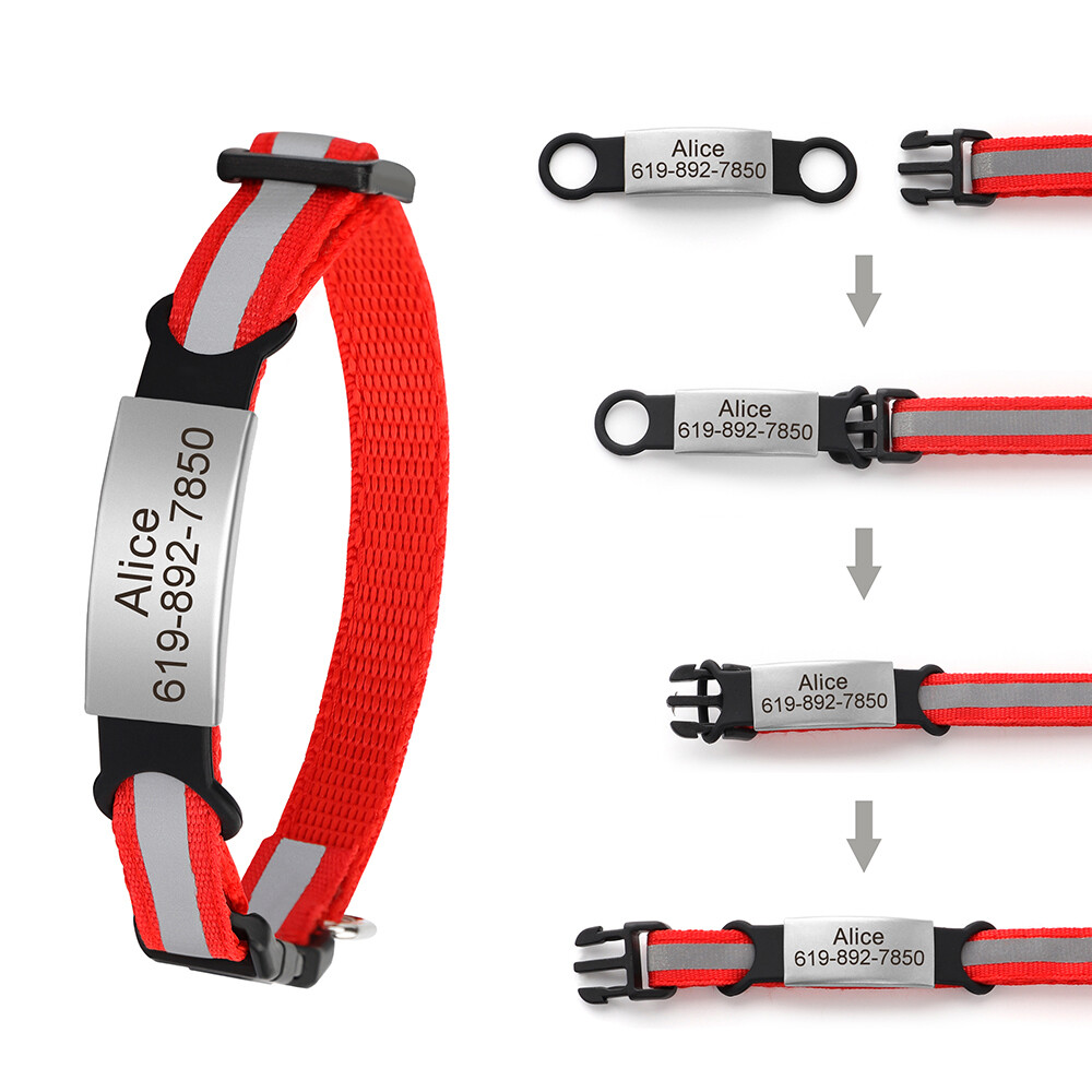 Reflective Personalized Kitten Cat Collar + Bell Engraved Name ID Tag Adjustable