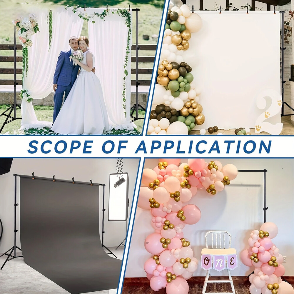 Adjustable Backdrop Stand Background Support System with Carrying Bag + 4 Clamps