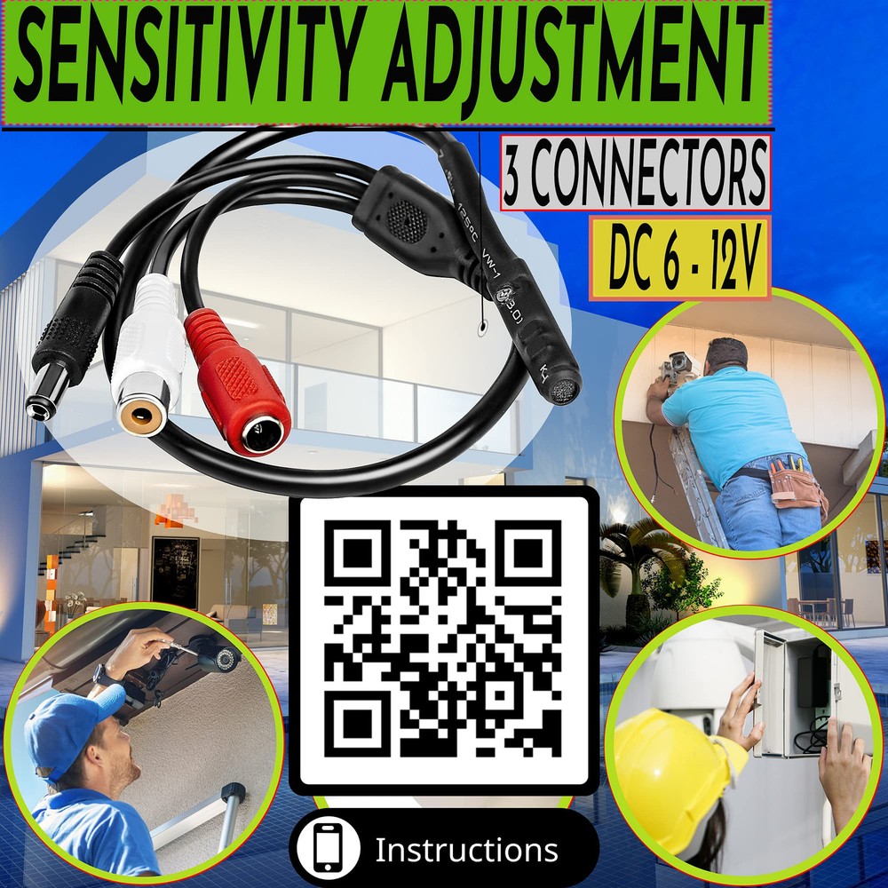 Microfone de seguranÃ§a CCTV microfone de Ã¡udio minÃºsculo externo CCTV Surv...