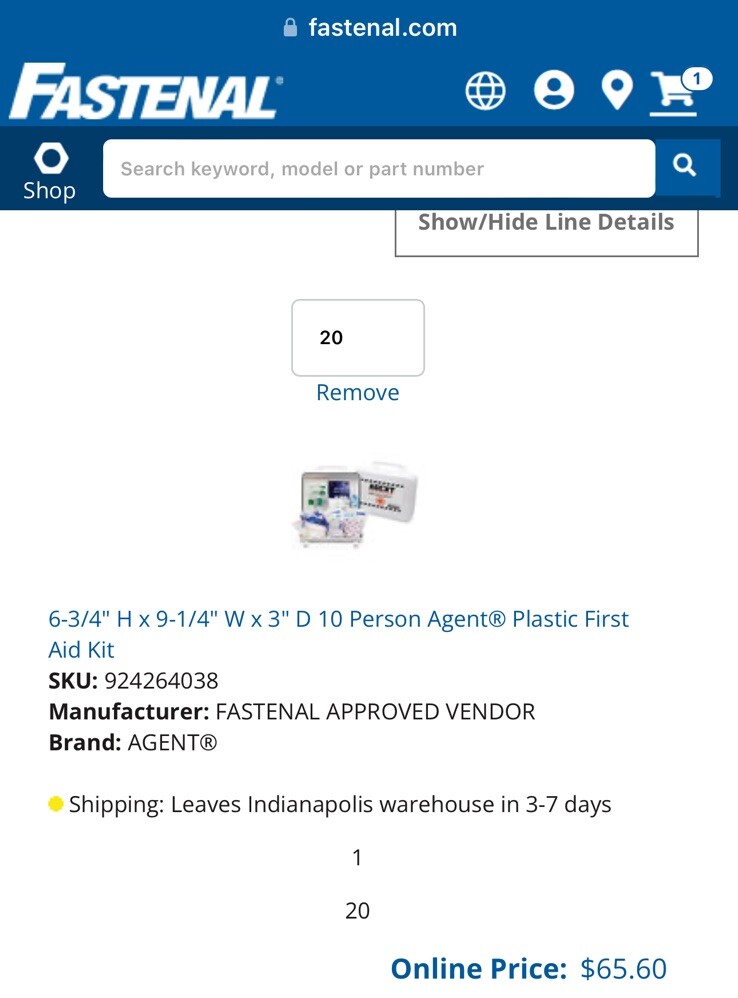 Fastenal 10 Person First Aid Kit