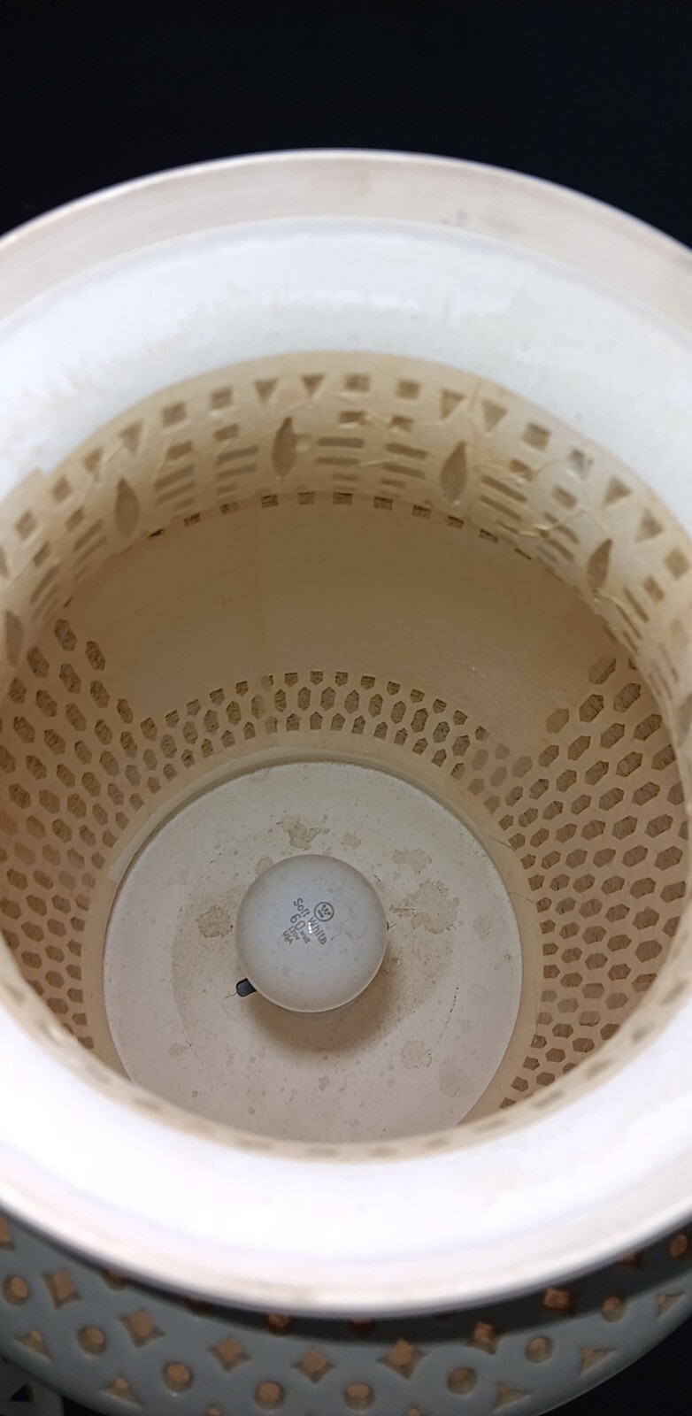 Vintage Blanc de Chine Pierced Reticulated Lamp Chariot Motif