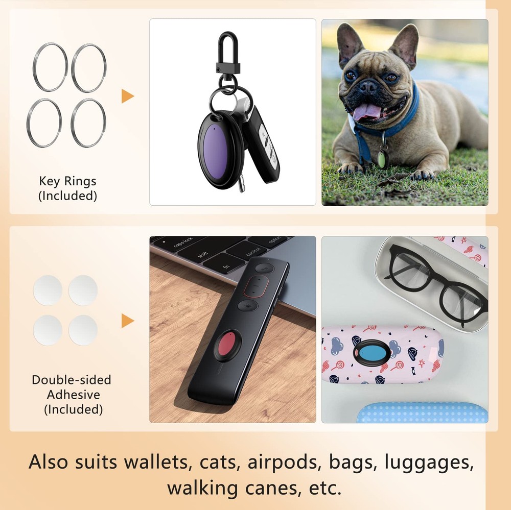 Lost Remote Control Key Finder Locator RF Range LED Light Keychain Tags 4PC