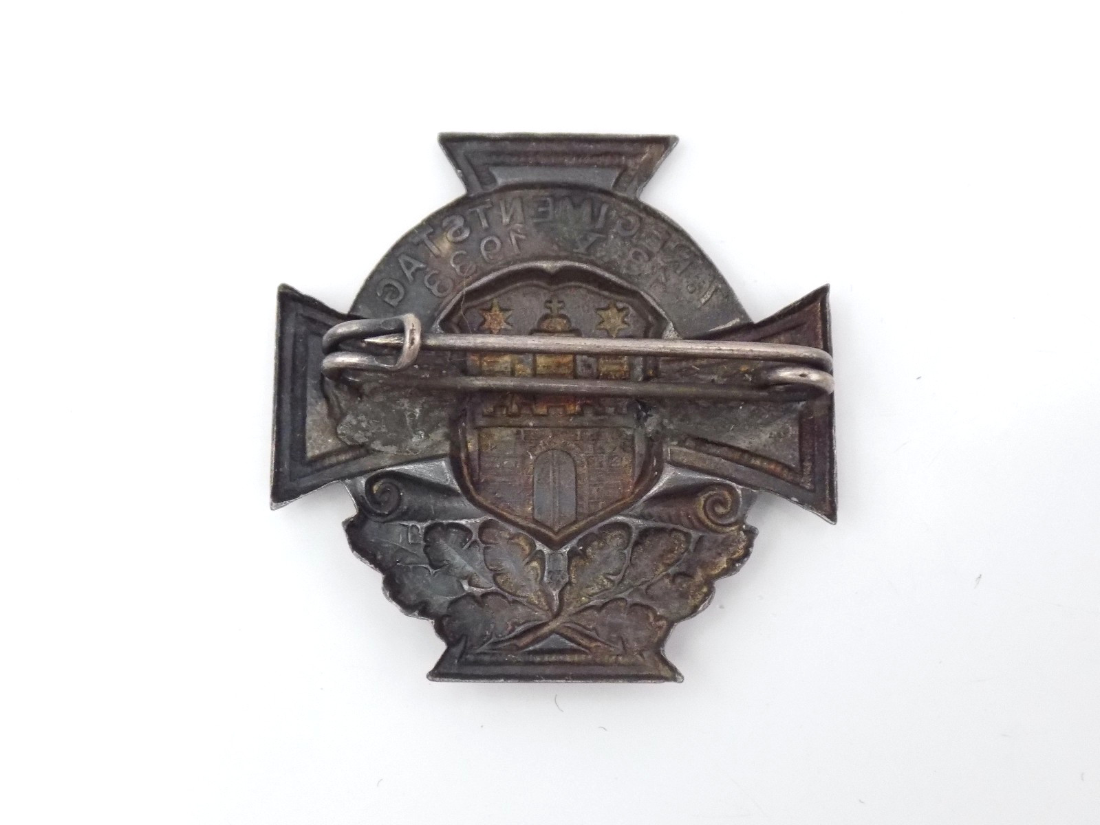 Original WWI German Veteran Badge 187th Infantry Regiment Day Hamburg 1933