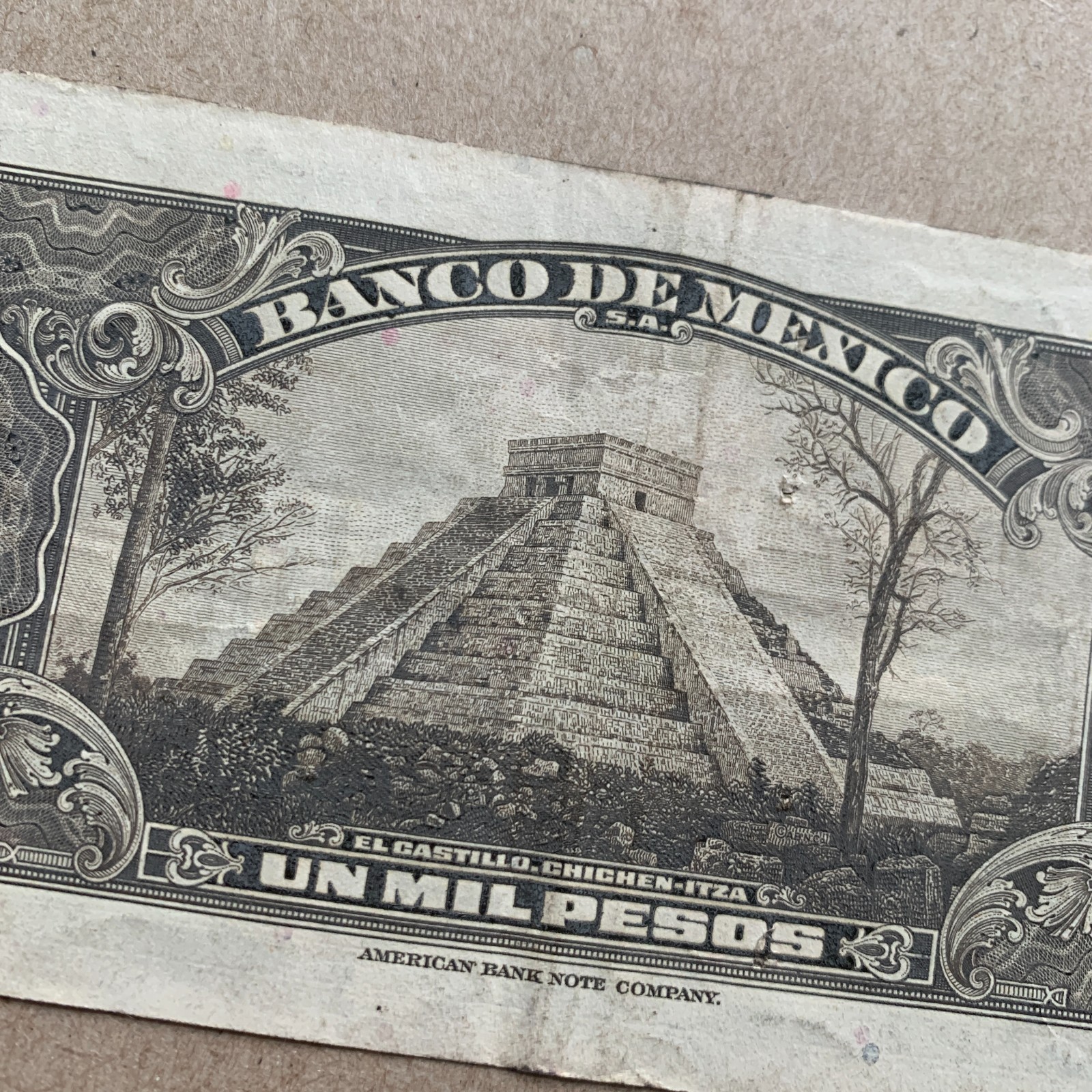 Chichen Itza Pyramid Rare Mexico 1000 Pesos Banknote 1977 Cuauhtemoc Currency