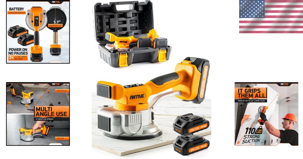 PowerVibe Tile & Surface Leveler: 21V Cordless Vibration & Suction Tool