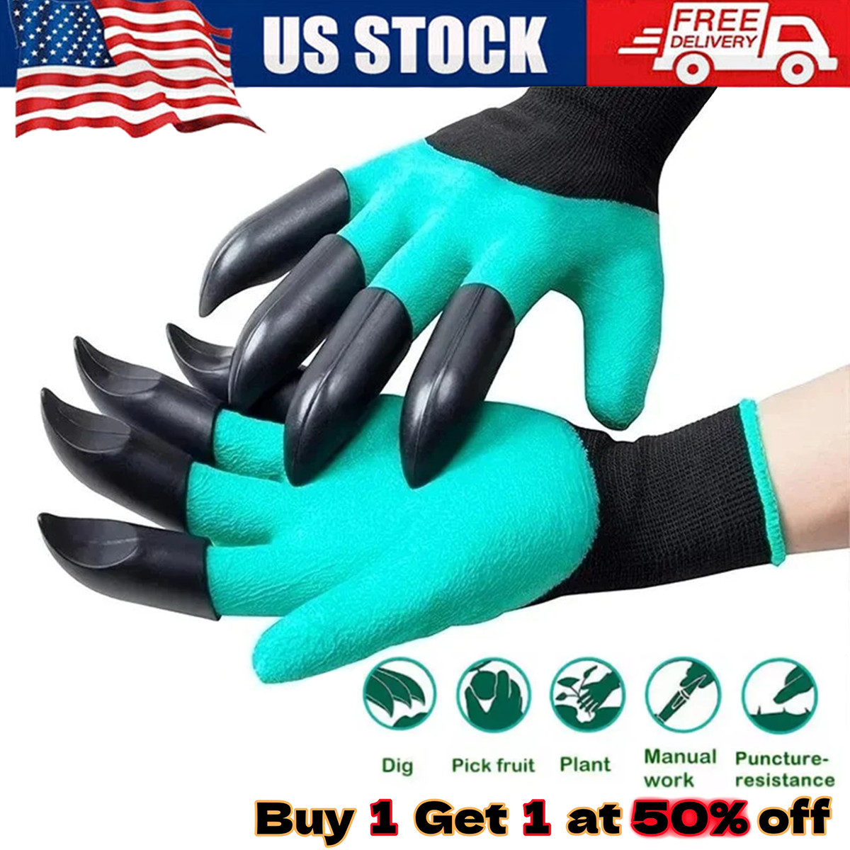 Garden Gloves with Claws Digging Planting Work Gloves Gardening Yard Safe Gloves