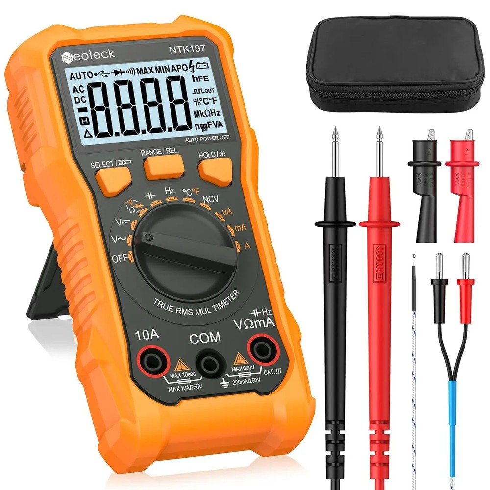 True RMS Digital Multimeter 2000 Counts AC/DC Voltage Current Resistance