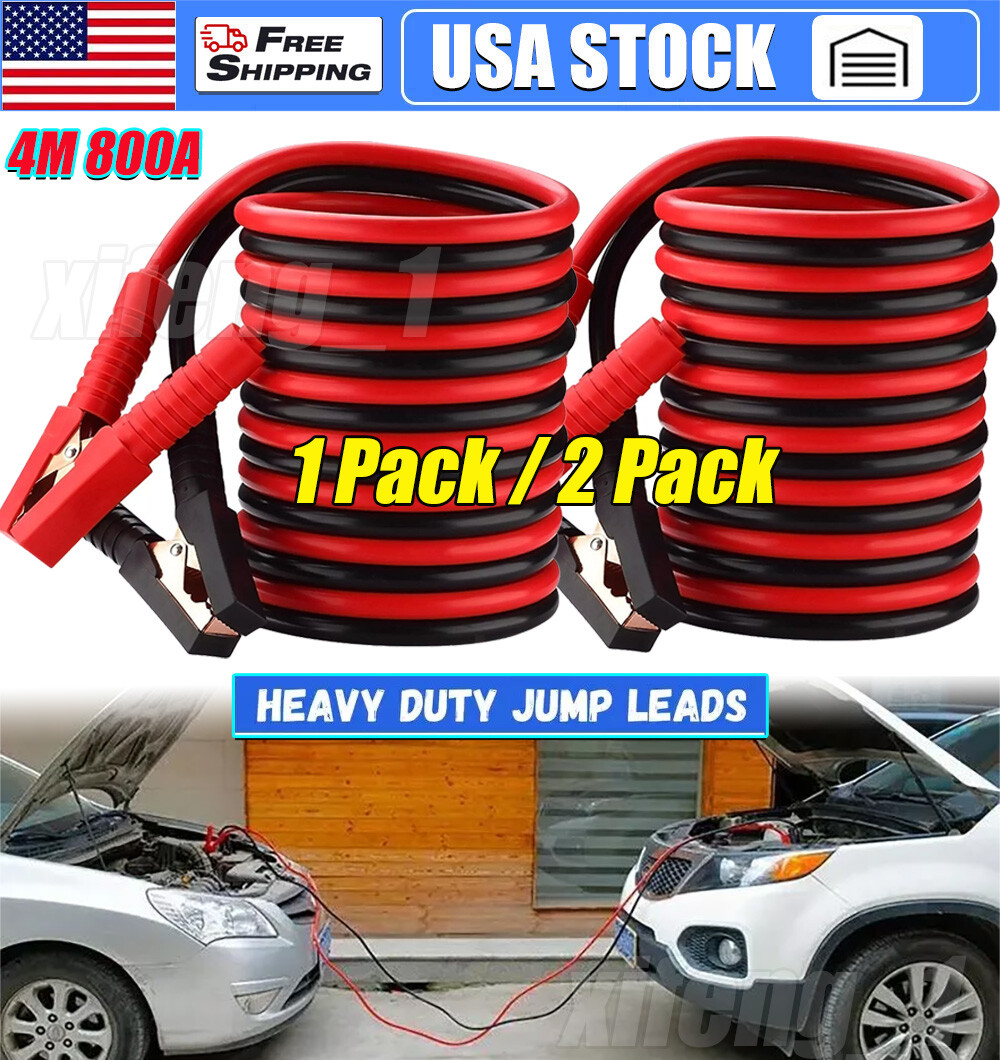 Heavy Duty Jumper Booster Cables Commercial Grade Battery 2 Gauge 13ft 800 AMP