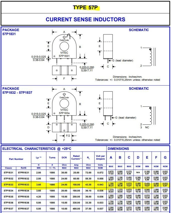 4 (Four) 150A Current Inductors Transformers (Input: 1n Amp, Output: 1n mA).