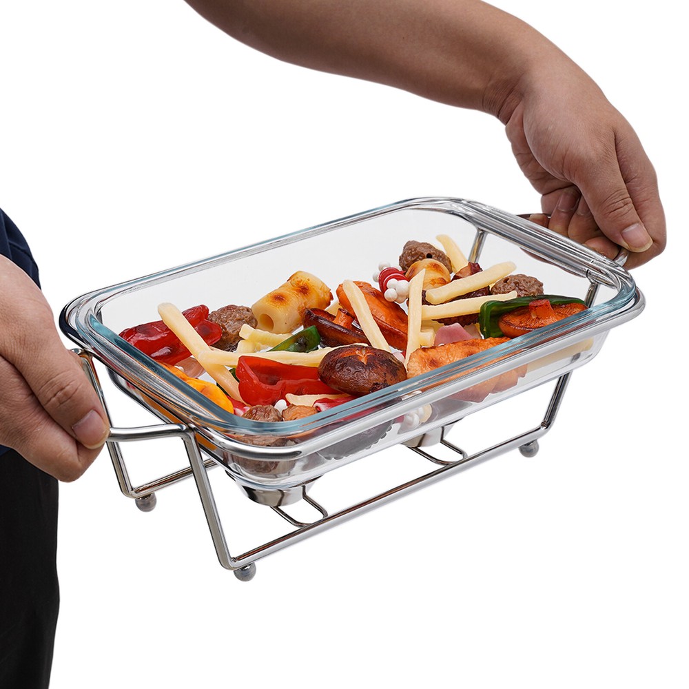 Countertop Chafing Dish Buffet Set Warming Tray Buffet Server Tempered Glass 2L