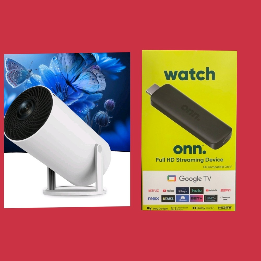 ✔️NEW One  Mini Portable  Projector Plus One ONN Stream stick