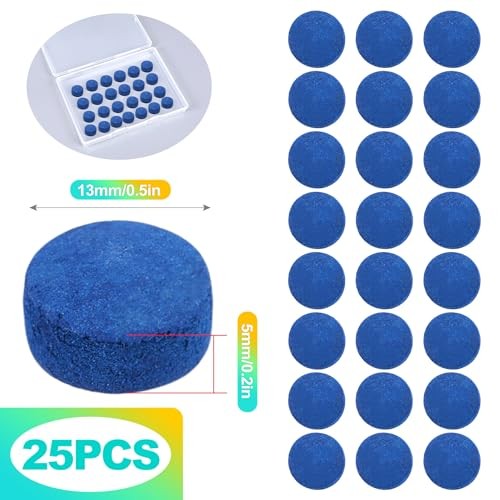 25 Pack 13mm Pool Cue Tips - Premium Hard Leather Replacement Kit for Pool,