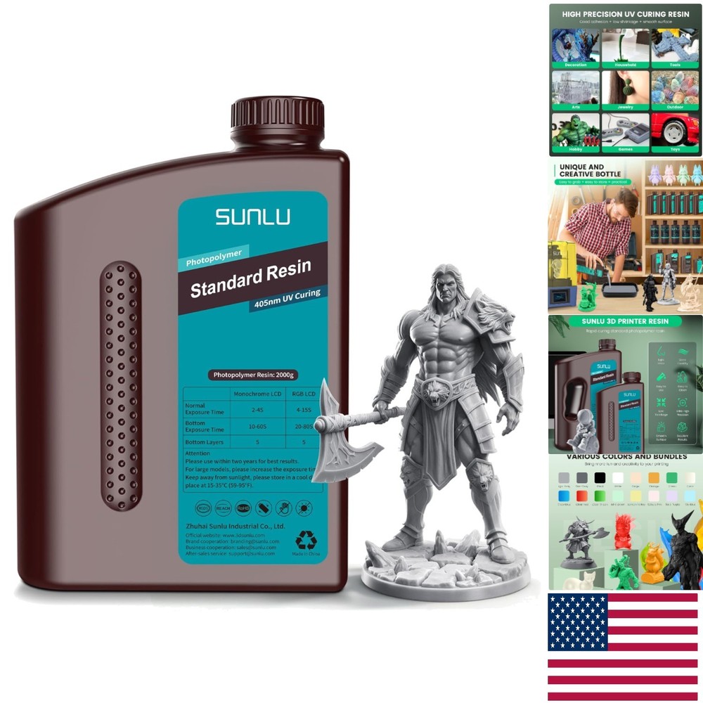 2kg Grey 3D Printer Resin - Fast-Curing, Low Odor, High Precision Performance