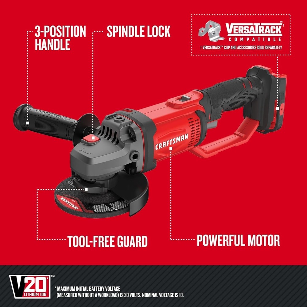 V20* Angle Grinder Small 4-1/2-Inch Tool Only CMCG400B)