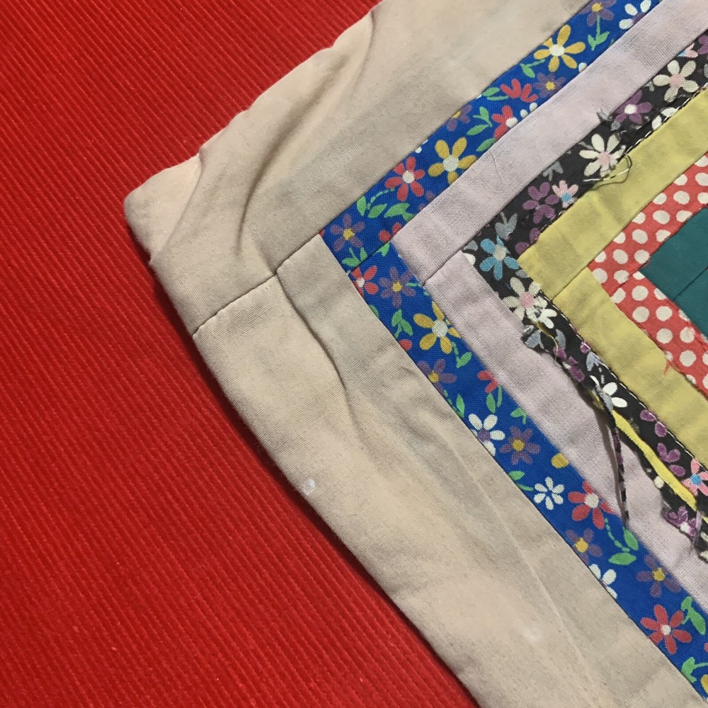 Vintage Log Cabin Patchwork Small Cotton Accent Pillowcase