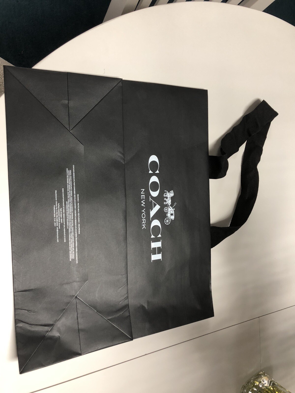 Coach Shopping Bag Reusable LOT OF 2! 16x13x6 Black with silver design logo!