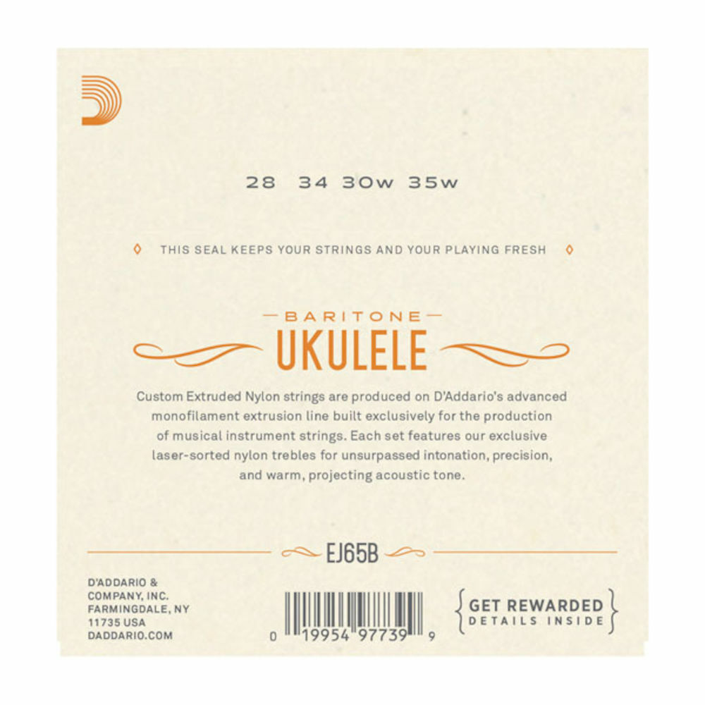 D'Addario EJ65B Pro-Arté Custom Extruded Nylon Ukulele Strings, Baritone