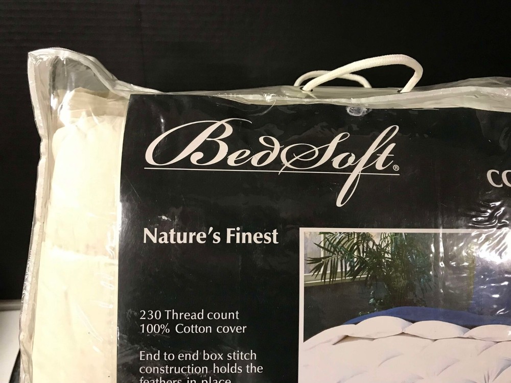 BedSoft King Size Feather Comforter & 2 Bonus Pillows - White - 230 Thread Count