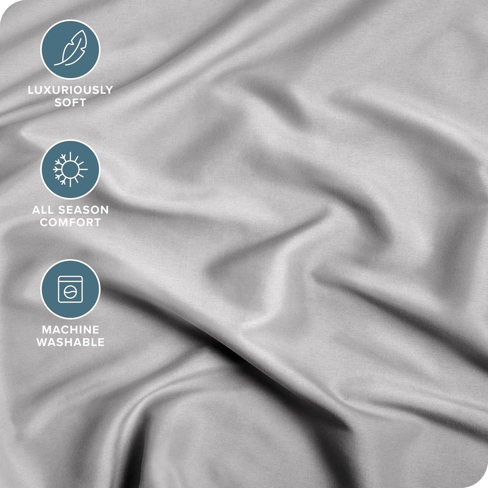 Luxurious King Size Fitted Sheet - 1800 Thread Count Microfiber, Light Grey