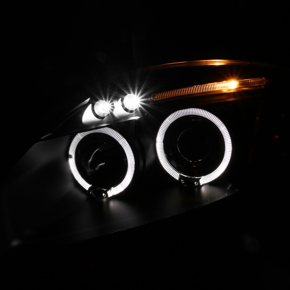 Black Fits 2006-2012 Mitsubishi Eclipse LED Halo Projector Headlights Left+Right
