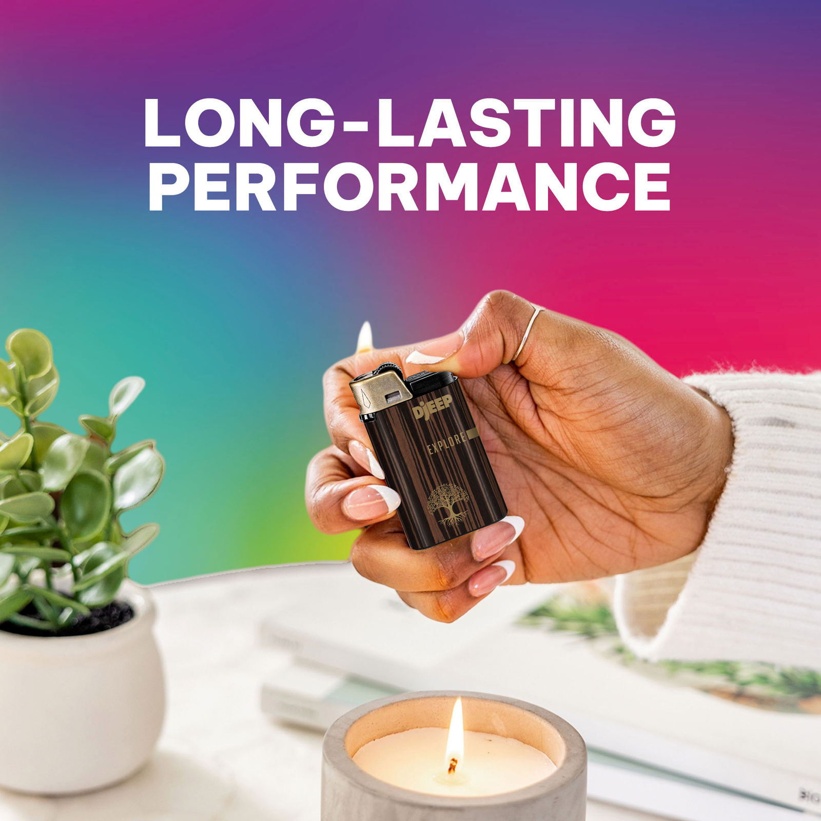 DJEEP Pocket Lighters, BOLD Collection, 4 Count Pack of Disposable Lighters